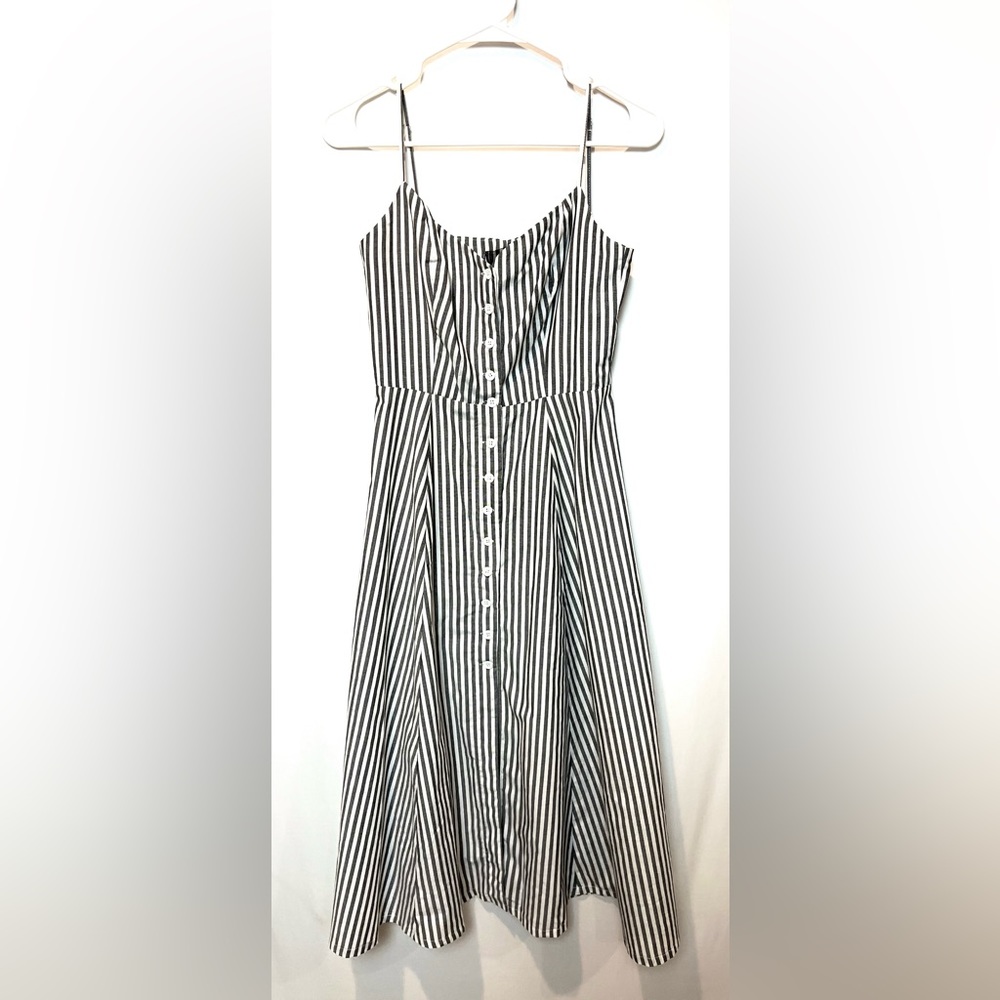 Reformation Atlantic Striped Dress in Grey Linen size 2